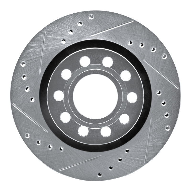 Audi Allroad Brake Rotor (1) - Rear Left - R1 Concepts - Drilled & Slotted - Silver - `04-`05